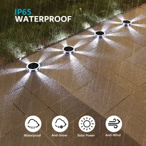 4PCS 6LED Solar Ground Light Outdoor Waterproof Garden Lawn for Yard Pathway Patio Landscape Decoration