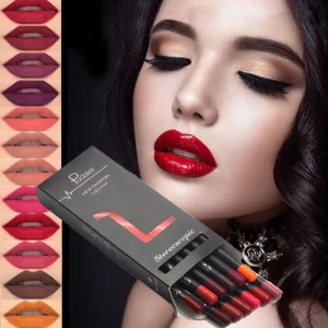 6 12Pcs/Set Waterproof Pencil Lipstick Set Pen Matte Lip Liner Long Lasting Makeup Pens Easy to Wear Non-stick Cup