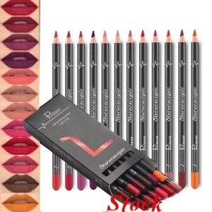 6 12Pcs/Set Waterproof Pencil Lipstick Set Pen Matte Lip Liner Long Lasting Makeup Pens Easy to Wear Non-stick Cup