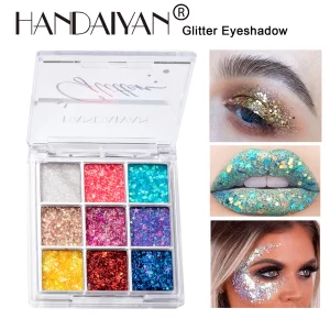 9 Colors Shimmer Eyeshadow Art Loose Sequins Diamond Jewels Rhinestones Makeup Pallet Waterproof Party Festival Glitter Body Fac