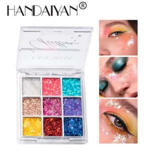 9 Colors Shimmer Eyeshadow Art Loose Sequins Diamond Jewels Rhinestones Makeup Pallet Waterproof Party Festival Glitter Body Fac