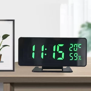 Digital Alarm Clock with Temperature Humidity 3 Alarms Snooze Desk Table Clock Night Mode 12/24H USB Electronic LED Clock