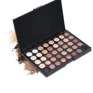 HEALLOR Eye Makeup Nudes Palette 40 Color Matte Eyeshadow Glitter Powder Eye Shadows Brush Set Stamps Pigment