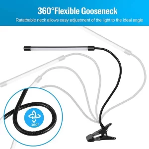 LED Clip-on Desk Lamp Eye Protection 360° Steering 3 Light Colours 10 Brightnesses Infinitely Dimmable 2M Cable Length 5W USB Po