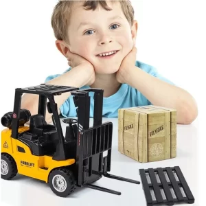 Simulation Vehicle Alloy Forklift Toy Engineering Truck Cranes Model Manual Lift with Carton Pull Back Car Toy for Kids Gift